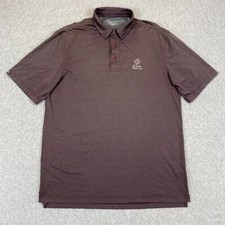 Straight Down Shirt Men's Large Gray Pink Striped Short Sleeve Stretch Golf Polo