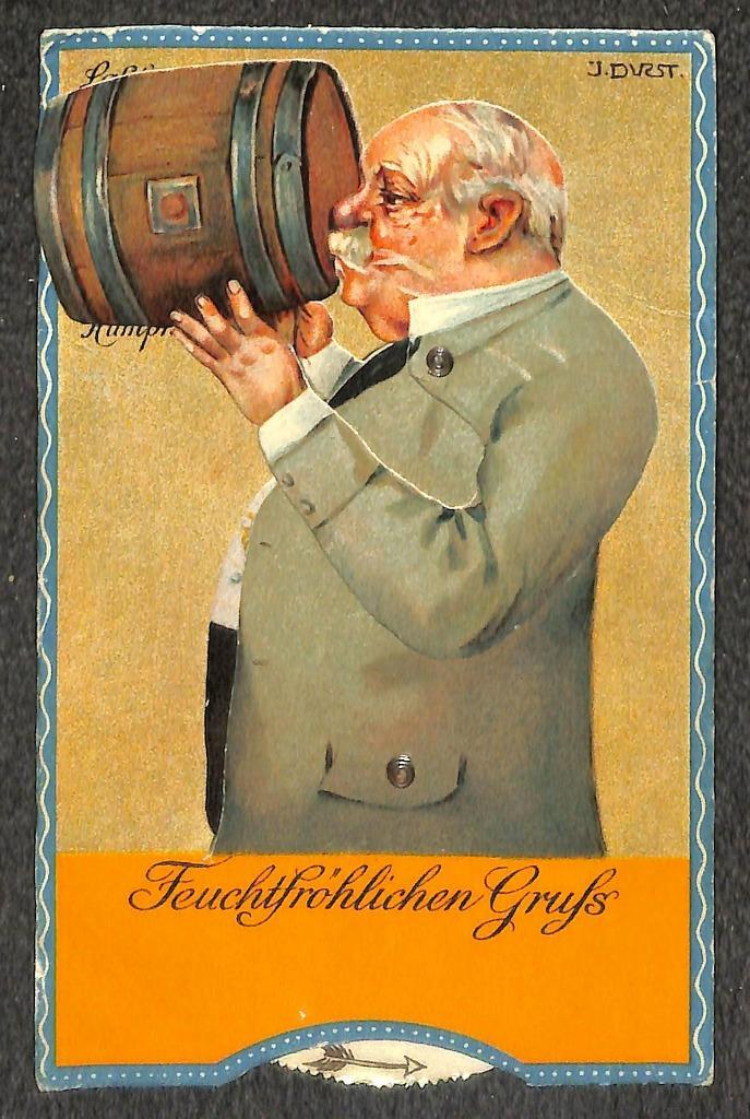 GERMANY ALCOHOL BEER KEG DRINKING BELLY MECHANICAL SPINNER NOVELTY