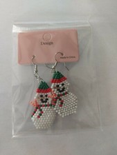 beaded Snowman Earrings