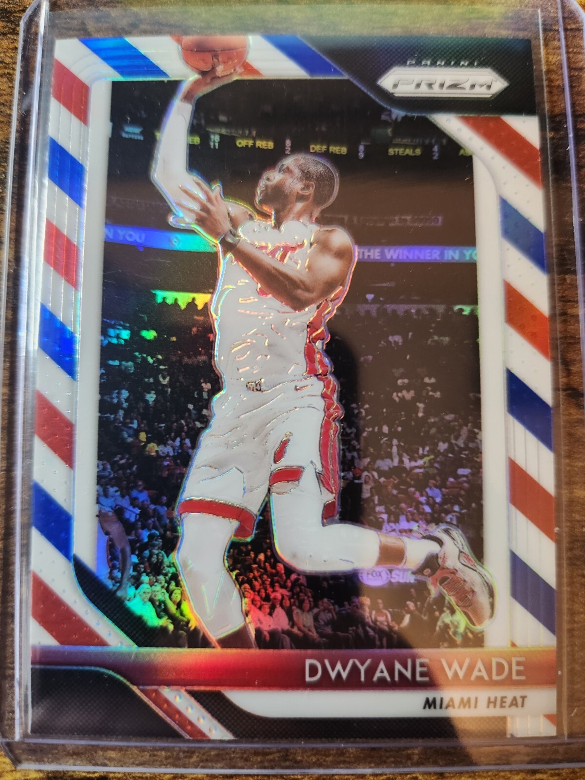 2018-19 Panini Prizm Dwyane Wade Red White Blue Prizm #206 Miami Heat HOF