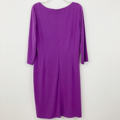 david meister purple dress David by David Meister Dress Size 16 Fuchsia Purple 3/4 Sleeve Ruffle  Asymmetric