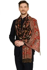 Mens Kashmiri Fine Soft Ethnic Stole Shawl Wrap Free Size Color Brown