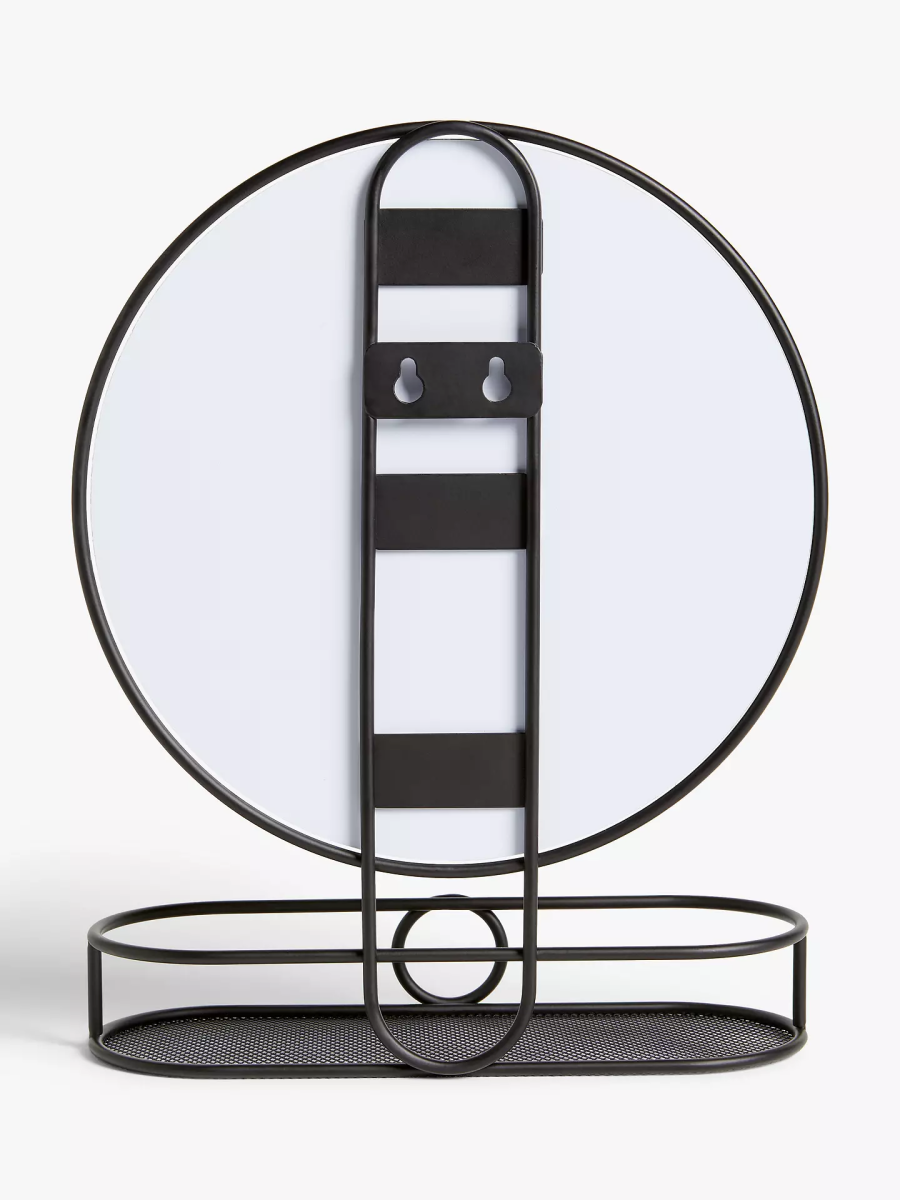 Small Bathroom Mirror With Shelf Round Black Metal Wall Hanging Or