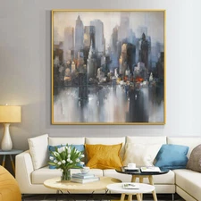 Abstract Building Painting  Hand Painted Oil Painting On Canvas Modern Wall Art