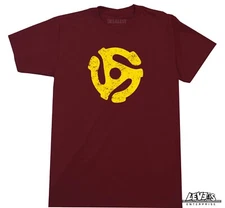 45 RPM RECORD ADAPTER T SHIRT DJ  TURNTABLE VINYL RECORD COLLECTOR BREAK BEATS