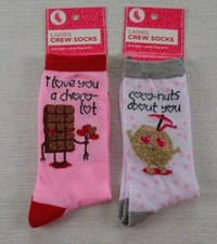 NWT Lot 2 Pink Ladies Crew Socks Heart Polka Dots Valentine Love Size 9-11
