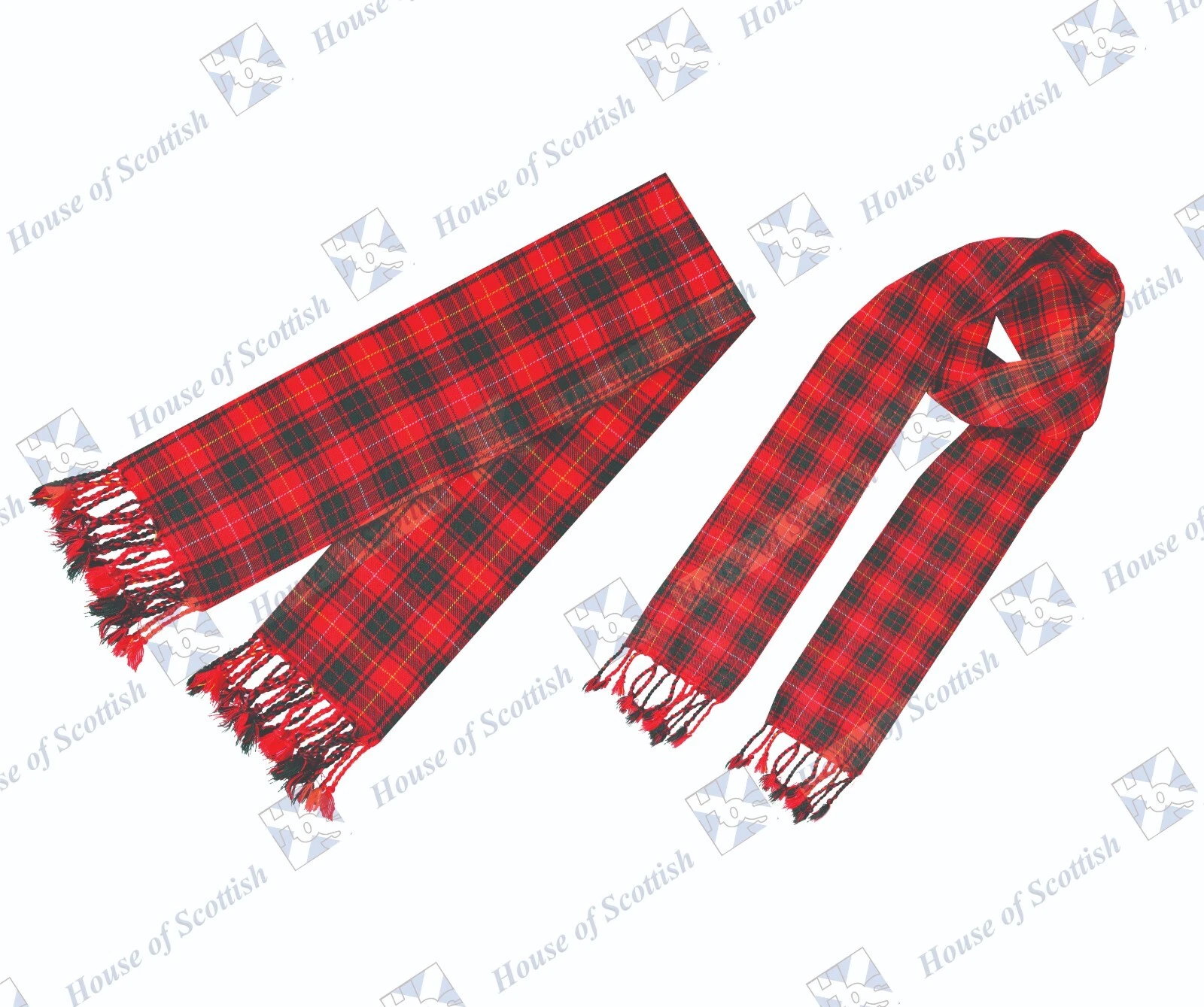 UNISEX SCOTTISH BRUCE TARTAN SCARF/SASH PLAID 90 IN LONG WITH FRINGES