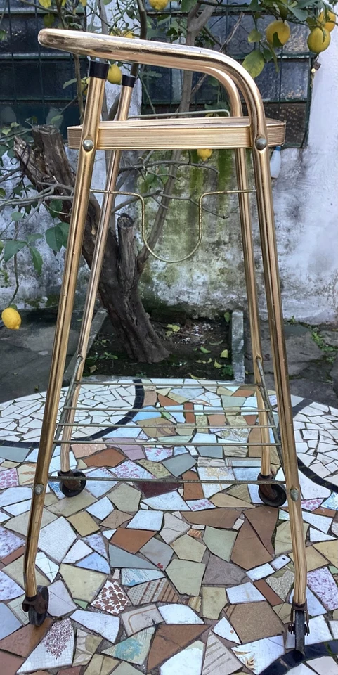 CARRITO PARA TELÉFONO DE MEDIADOS DE SIGLO. METAL. 29 PULGADAS DE ALTURA. LONGITUD 11 PULGADAS. Foto 2 de 4