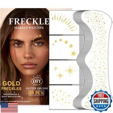 20PCS Glitter Freckles Face Tattoo, Sparkle Freckles for Women and Kids, Cute
