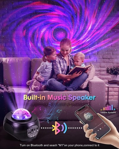 Galaxy Night Light Projector with Remote Control, Bluetooth Music Speaker & 5 Wh - Picture 6 of 21