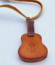 Miniature GUITAR Christmas Ornament Key Fob Bag Charm 2.5" Faux Leather ADORABLE