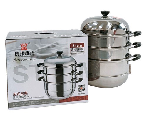 large 3 tier steamer