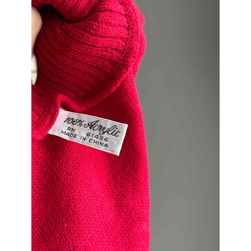 Womens Dickey Sweater Pullover Sleeveless Turtleneck Knitted 100% Acrylic Red - Picture 3 of 3