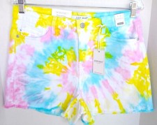 Judy Blue Swirl Tie Dye Multi Color High Waist Cut Off Jean Shorts, Size L, NWT