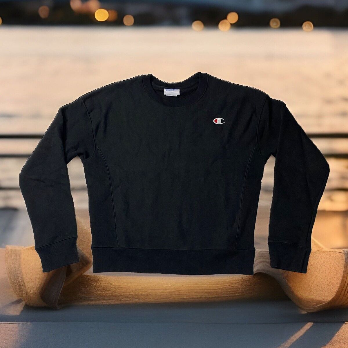 Vintage 90s Champion Reverse Weave Black Pullover Adult Size Vintage 90s Champion Reverse Weave Black Pullover Adult Size