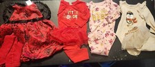 Baby Girls 4 Outfit Bundle Tops W/ Matching Pants. Dress  Tights Size 12 Months