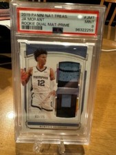 2019-20 National Treasures Rookie Dual Material Prime Ja Morant #JMT PSA 9