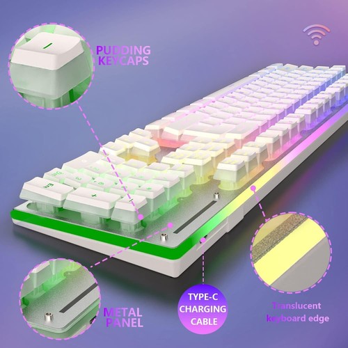 L96 Wireless 2.4G RGB Membrane Gaming Keyboard and Optical Mouse Set 4800 DPI - Picture 11 of 16