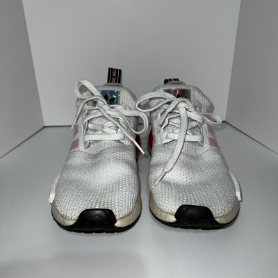 Adidas NMD R1 Womens Size 8 Shoes White True Pink Hologram Athletic Sneakers