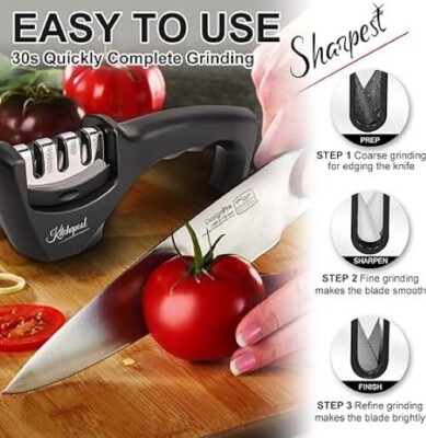 Chef Kitchen Knife Sharpener Tool, Heavy Duty 4 Stage Knife Sharpening K