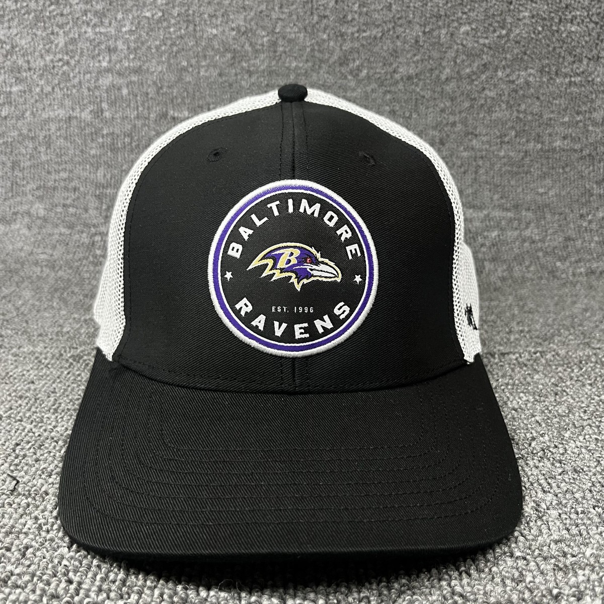 Baltimore Ravens '47 Brand Trucker Hat Black White Mesh Stretch Fit Cap New