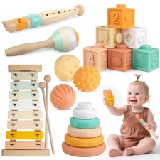 Baby Toys Montessori Toys for Babies, Wooden Musical Instruments Toy Stacking...