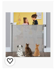 Retractable Baby Gate 55" x 33" Gray Safety Gate for Babies Pets BB0062 Open Box