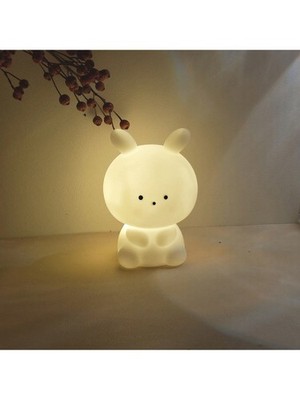 White Big Head Rabbit Night Light Soft LED Glow Lamp For Bedroom Living Room