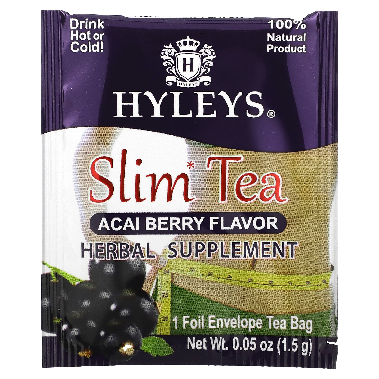 Slim Tea, Acai Berry, 50 Foil Envelope Tea Bags, 2.64 oz (75 g)