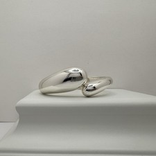 Blob Bracciale Modernariato Biomorfo Bracciale Vintage Tono Argento