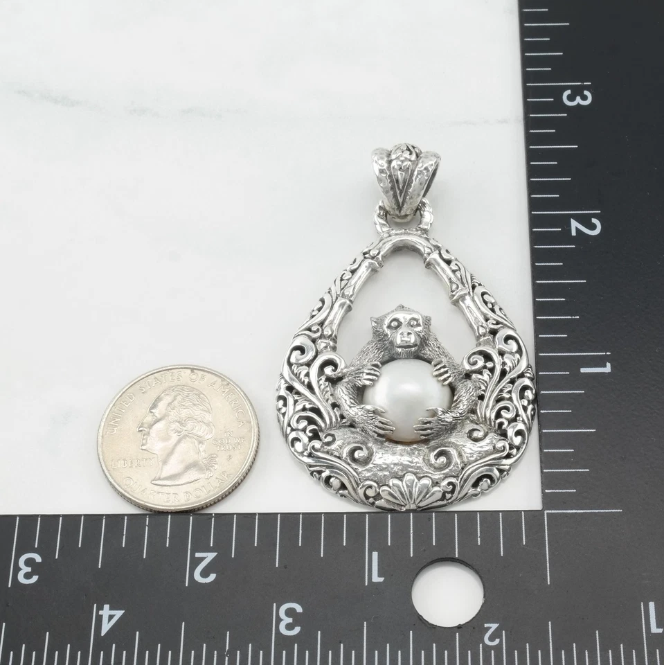 Sarda Monkey Pearl Sterling Silver Pendant - Image 2 of 4