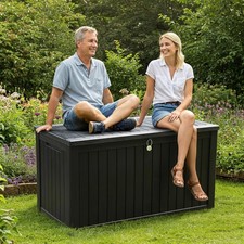 Large Garden Storage Box 680L - Weather Resistant Storage Chest with Pad Lock