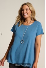 NWT PURE JILL J JILL SS SCOOP NECK PIMA ELLIPTICAL TEE-XL-BLUE LAKE
