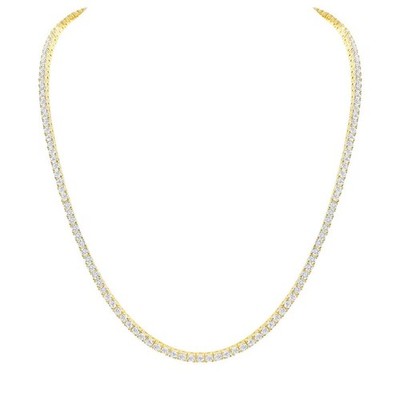 Lab Grown Diamond Tennis Necklace D VS 18.00 Carat 14k Gold Plated 18'' Inches