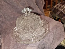 Cut Glass Large Dome Covered Butter Dish  Cheese Keeper