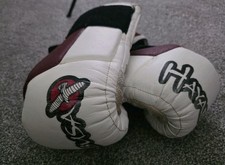 Hayabusa Martial Arts Sparring Training Gloves Pair White/Burgundy/Black 10z