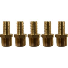 1/2" Hose Barb x 1/2" MPT Brass Hose Fitting Pack of 5