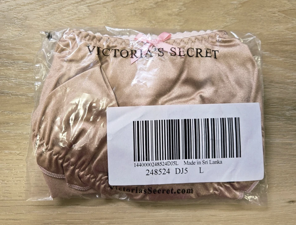 Calcinha de biquíni vintage Victoria's Secret Angels nua cetim sedoso babado nova na caixa G - Imagem 4 de 4