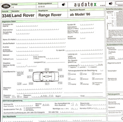 Land Rover Range Rover ab Model 1986  Explosionszeichnung audatex  (LR-10)