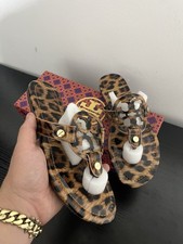 Tory Burch Women’s Animal Print Leather Thong Sandals Slip On US 7.5