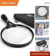 Magnifying Glass LED Light USB Rechargeable 45X 20X Hard Case for Reading Jew...