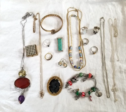 Vintage and Modern Lot of Costume Jewelry - Bracelets Necklaces Sterling Silver