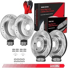 Front Rear Drilled Rotors Ceramic Brake Pads For Toyota Camry Avalon Lexus Es350