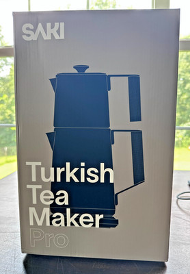 Saki Turkish Tea Maker Pro 1.75L Electric Double Pot Teapot Matte Black 120V