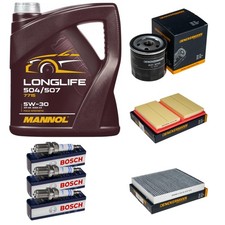 Inspektionspaket 5L MANNOL Longlife 5W-30 BOSCH Zündkerzen für VW Polo 1.0 TSI