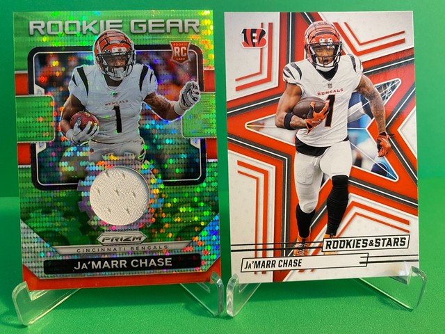 2021 Panini Prizm - Ja'MARR CHASE #RG-7 (RC), Rookie Gear Green Prizm