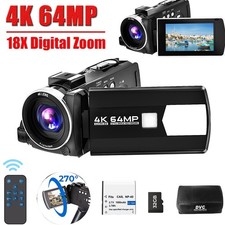 4K Video Camera 64MP Camcorder 18XZoom 3"270 Screen Vlogging Camera Youtube 32GB