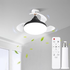 17'' UFO Small Black Ceiling Fans with Lights and Remote, Socket Fan Light wi...
