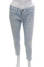 Current/Elliott Women Cropped Skinny Jeans Light Blue Animal Print Size 26