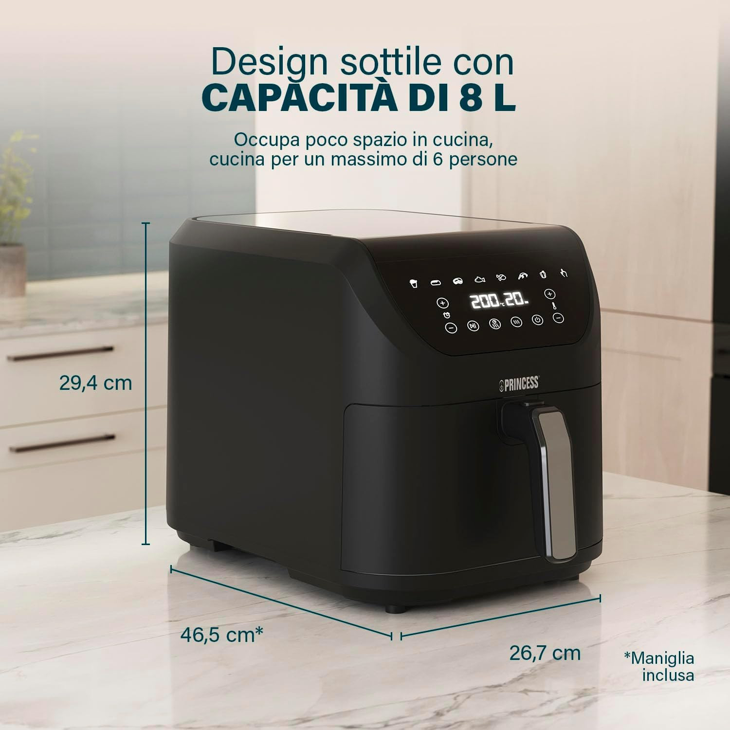 Friggitrice Aria Slimfry 8L - Per Famiglie Numerose - 8 Programmi - 2